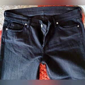 7 For All Mankind Black Skinny Jeans Size 31 Zipper Detail